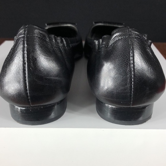 TAHARI Black Leather Flats w/Black Filigree Buckle - Picture 8 of 12